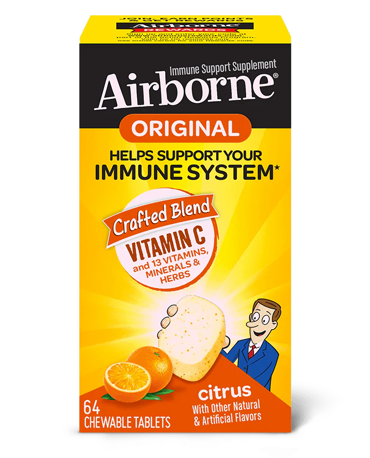 AIRBORNE Immune Support Supplement Airborne® Chewable Tablet 32 per Bottle AIRBORNE, TAB CHEW CITRUS (32/BT)