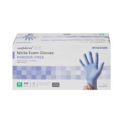 Exam Glove McKesson Confiderm® 3.5C Medium NonSterile Nitrile Standard Cuff Length Textured Fingertips Blue Chemo Tested