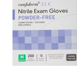 Exam Glove McKesson Confiderm® 3.5C Medium NonSterile Nitrile Standard Cuff Length Textured Fingertips Blue Chemo Tested