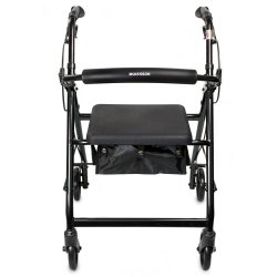 4 Wheel Rollator McKesson Black Adjustable Height / Folding Aluminum Frame