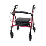 Load image into Gallery viewer, 4 Wheel Rollator McKesson Red Adjustable Height / Folding Aluminum Frame
