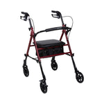 Load image into Gallery viewer, 4 Wheel Rollator McKesson Red Adjustable Height / Folding Aluminum Frame
