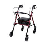 Load image into Gallery viewer, 4 Wheel Rollator McKesson Red Adjustable Height / Folding Aluminum Frame
