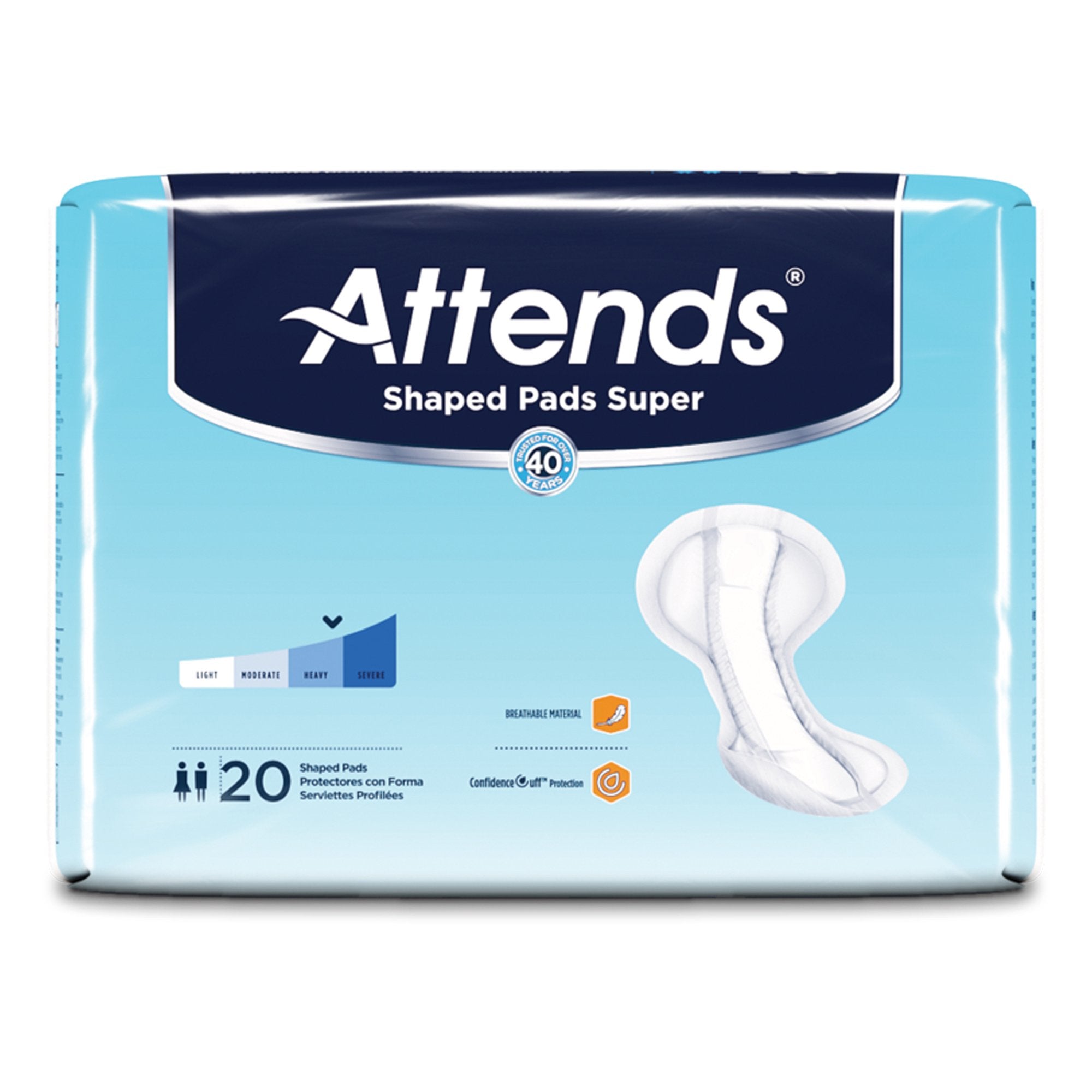 Attends® Shaped Pads Super