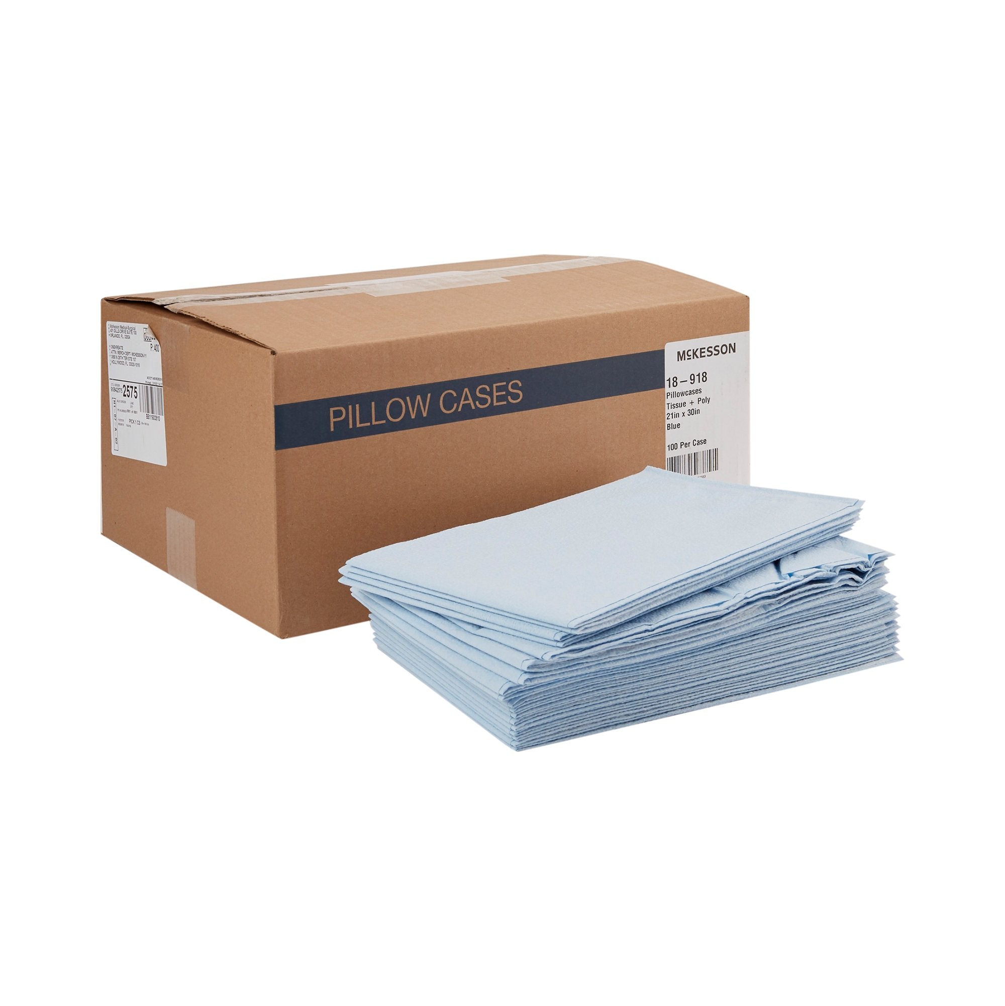 McKesson Blue Tissue/Poly Disposable Pillowcase, 21 x 30 Inch