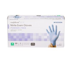 Exam Glove McKesson Confiderm® 3.5C Medium NonSterile Nitrile Standard Cuff Length Textured Fingertips Blue Chemo Tested