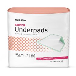 Disposable Underpad McKesson Super 30 X 30 Inch Fluff / Polymer Moderate Absorbency