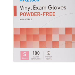 Exam Glove McKesson Small NonSterile Vinyl Standard Cuff Length Smooth Clear Not Rated