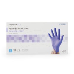 Exam Glove McKesson Confiderm® 3.0 Large NonSterile Nitrile Standard Cuff Length Textured Fingertips Blue Not Rated GLOVE, EXAM NTRL LG N/S 3.0 (100/BX 10BX/CS)