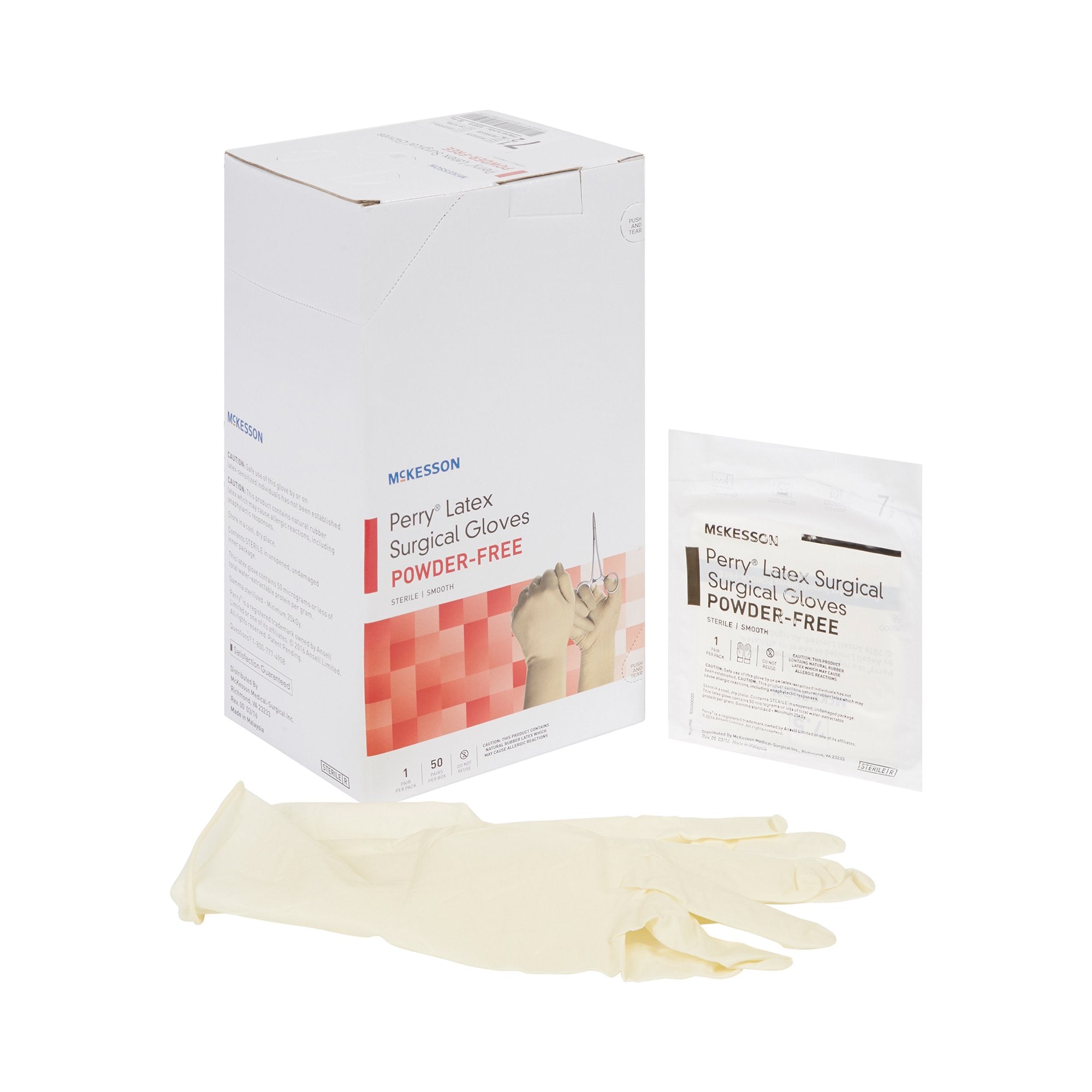 McKesson Perry® Performance Plus Surgical Glove, Size 7.5, Cream