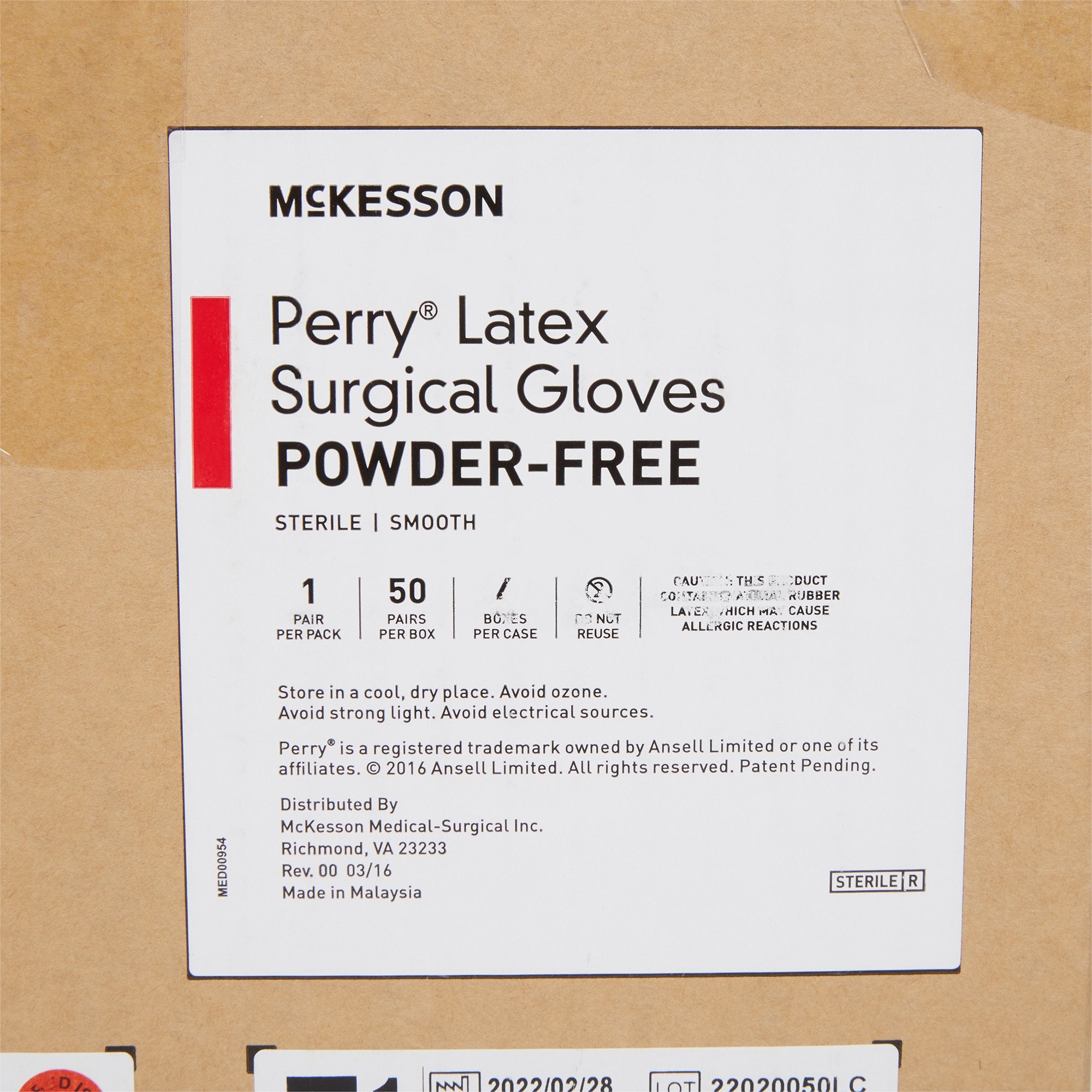 McKesson Perry® Performance Plus Surgical Glove, Size 7.5, Cream