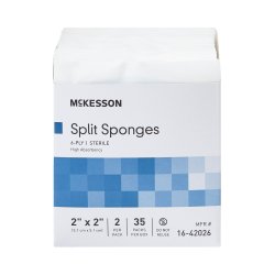 Split Sponges McKesson 2 X 2 Inch Sterile 6-Ply