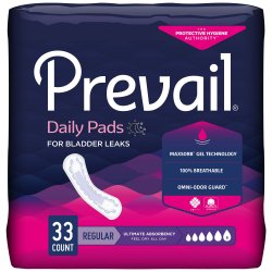 Prevail® Daily Pads 16 Inch Length Heavy Absorbency Polymer Core One Size Fits Most