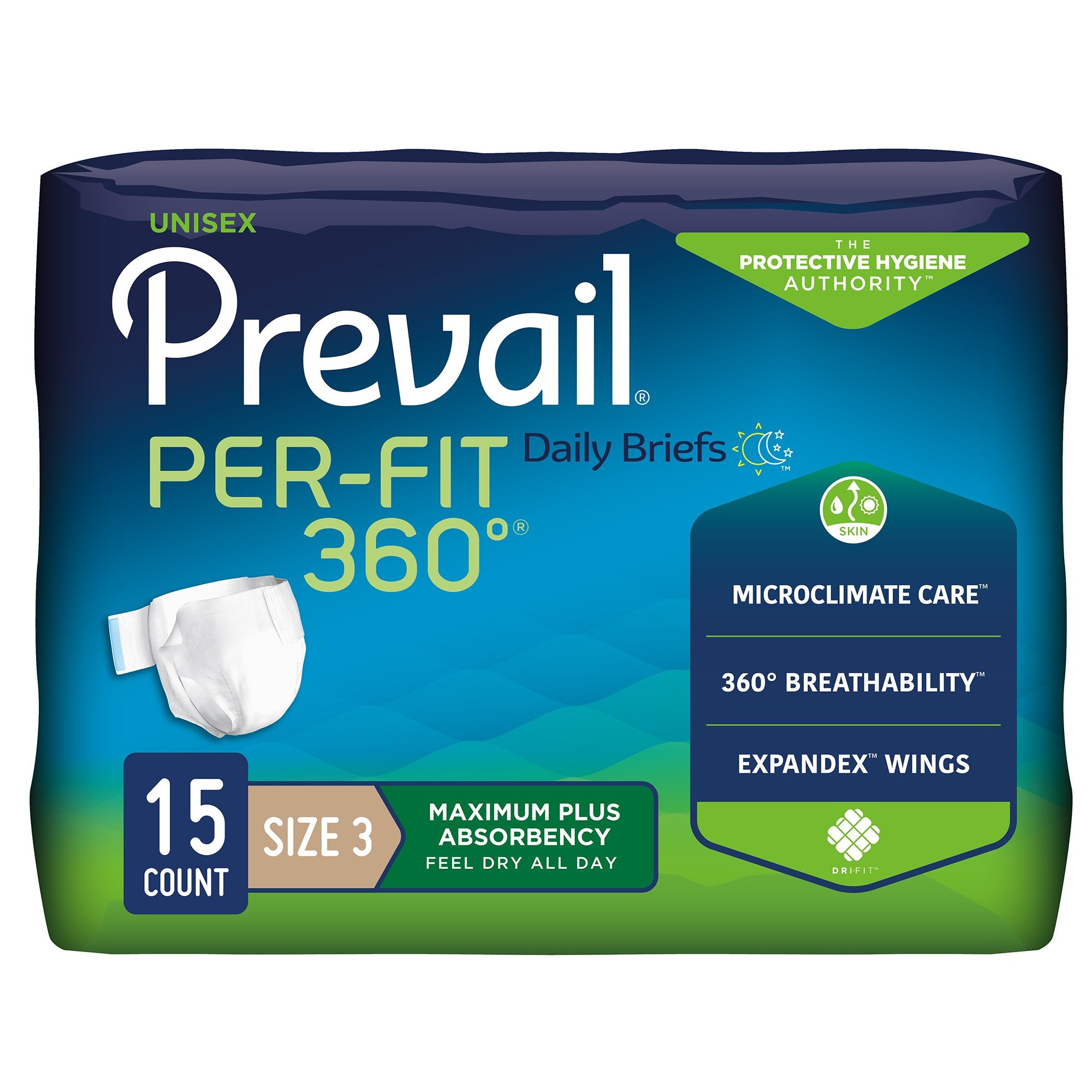 Prevail® Per-Fit 360°™ Daily Briefs, Maximum Plus, Size 3