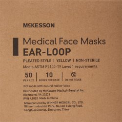 McKesson ASTM Level 1 Medical Face Masks, Yellow