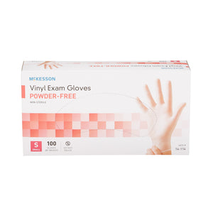 Exam Glove McKesson Small NonSterile Vinyl Standard Cuff Length Smooth Clear Not Rated GLOVE, EXAM VNYL SM N/S (100/BX 10BX/CS)