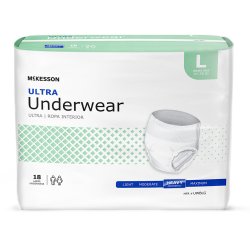 Unisex Adult Absorbent Underwear McKesson Pull On with Tear Away Seams Large Disposable Heavy Absorbency