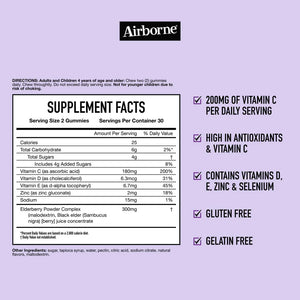 Immune Support Supplement Airborne® Gummy 50 per Bottle AIRBORNE, GUMMIES ELDERBERRY (50/BT)