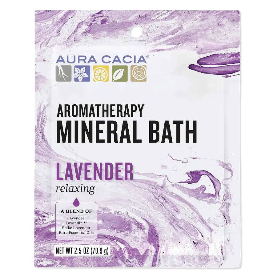 AURA CACIA LAVENDER MINERAL BATH, RELAXING LAVENDER 2.5 OZ. Packet (Pack of 3)