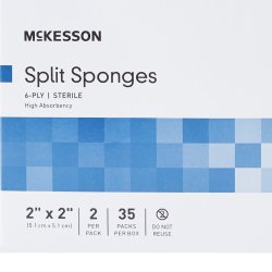 Split Sponges McKesson 2 X 2 Inch Sterile 6-Ply